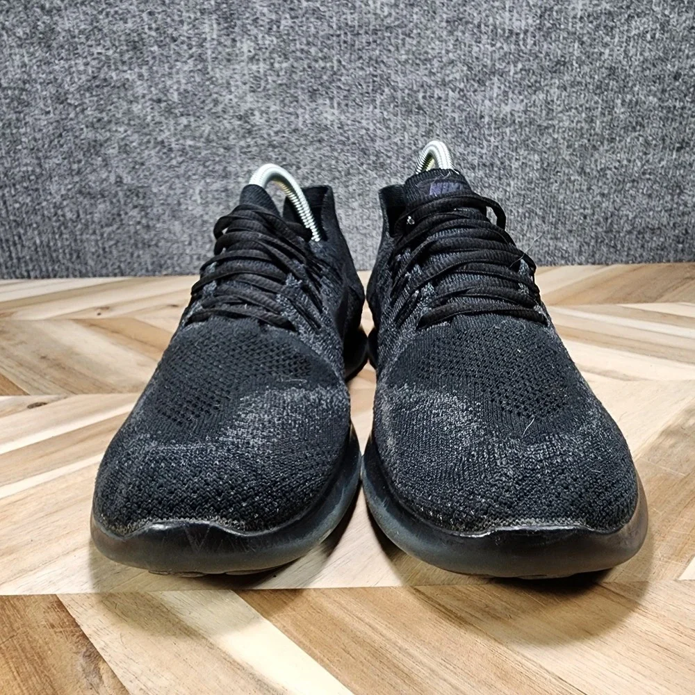 Nike Free RN Flyknit 2017 Womens 8.5 Black Running Shoes 880844-010 Low Top